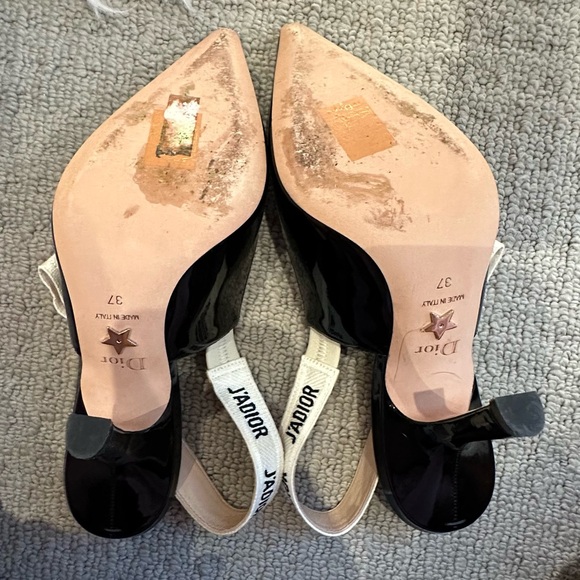 J’adior Dior Black Patent Leather Slingback Heels - Picture 3 of 6